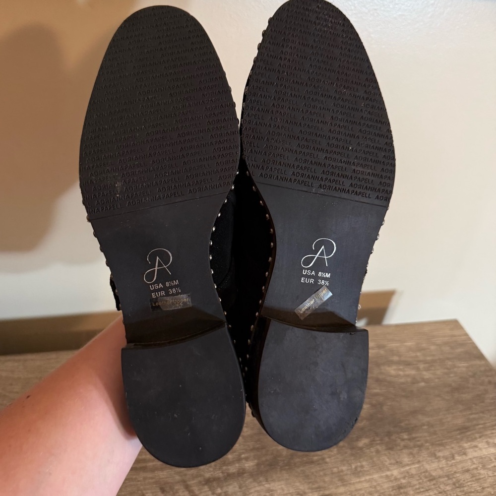Adrianna Papell Black Suede Studded Shoes Women’s Size 8.5 Studs & Buckle Detail - Picture 11 of 12